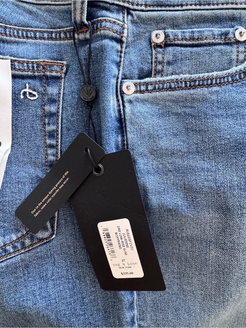 NWT Rag & Bone Dre Low-Rise Stretch Boyfriend Jeans - Julienne; Size 27 - Picture 16 of 16